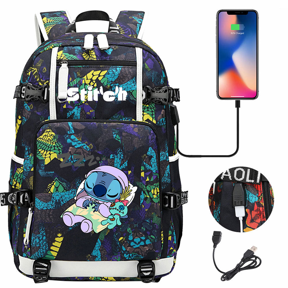 Lilo & Stitch Stitch #5 USB Charging Backpack School NoteBook Laptop Travel Bags