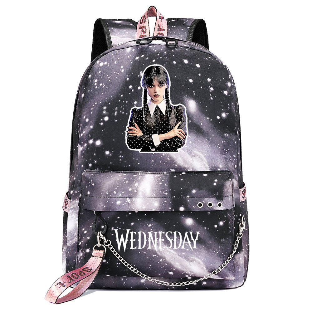 Wednesday Addams USB Charging Backpack Schoolbag Notebook Bag Gifts for Kids Students