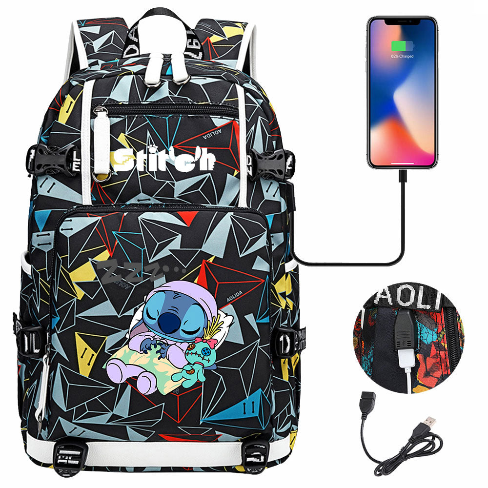 Lilo & Stitch Stitch #5 USB Charging Backpack School NoteBook Laptop Travel Bags