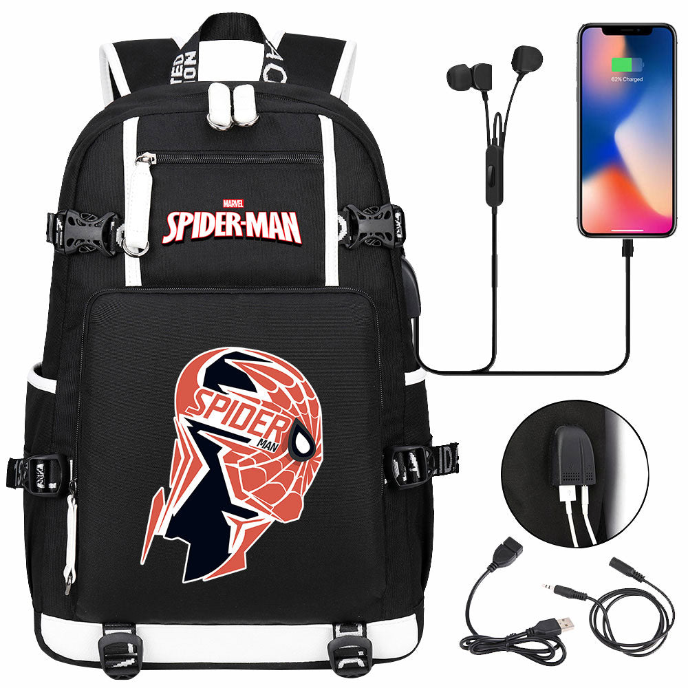 Spiderman Superhero Gwen Miles Morales  USB Charging Backpack School NoteBook Laptop Travel Bags