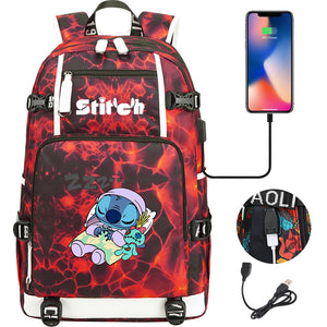 Lilo & Stitch Stitch #5 USB Charging Backpack School NoteBook Laptop Travel Bags