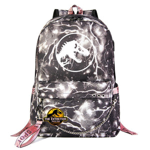 Jurassic World USB Charging Backpack Shoolbag Notebook Bag Gifts for Kids Students