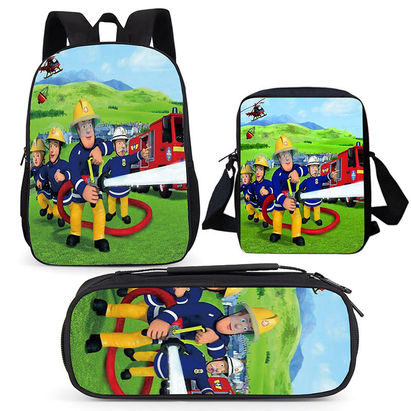 Fireman Sam Schoolbag Backpack Lunch Bag Pencil Case Set Gift for Kids Students