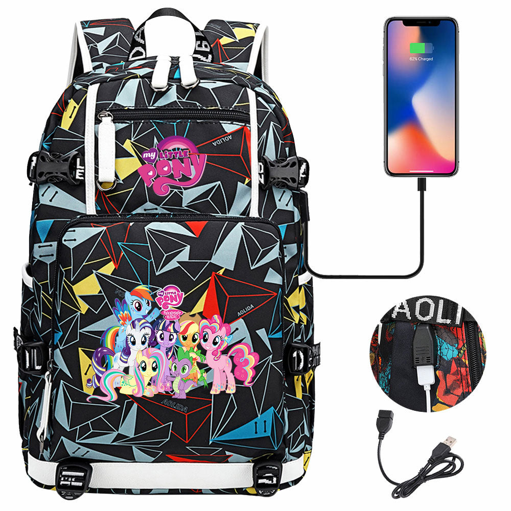 My Little Pony USB Charging Backpack School NoteBook Laptop Travel Bags