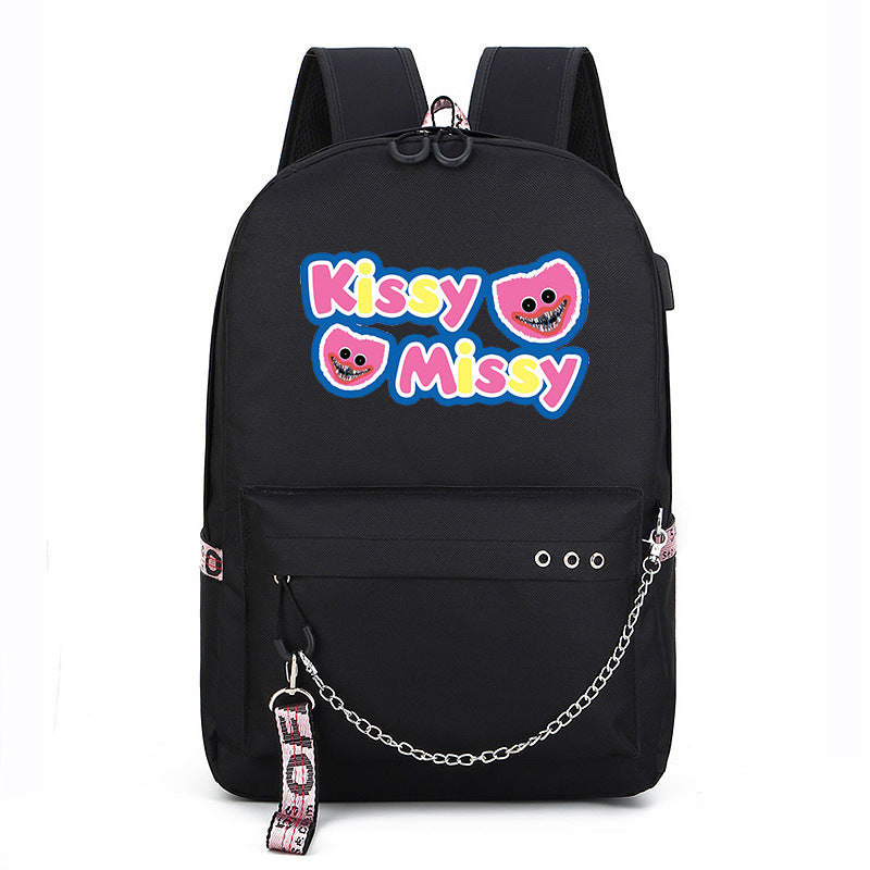 Poppy Playtime USB Charging Backpack Schoolbag Notebook Bag Gifts for Kids Students