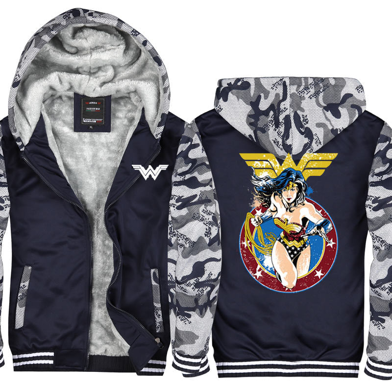 Wonder Woman Hoodie Jacket Autumn Winter Unisex Zipper Sweatershirt Warm Coat