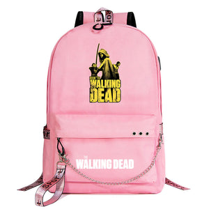 The Walking Dead USB Charging Backpack Shoolbag Notebook Bag Gifts for Kids Students