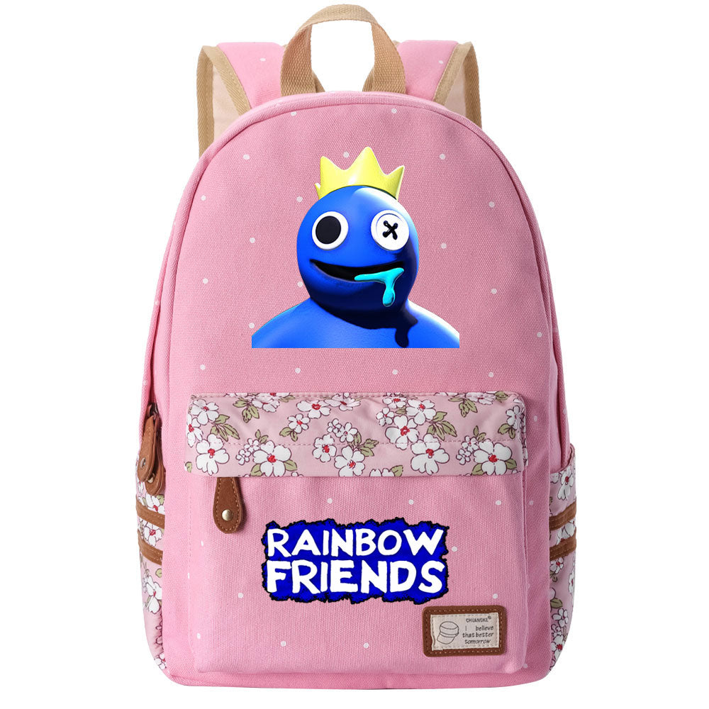 Rainbow Friends Canvas Travel Backpack School Bag For Girl Kids Boy