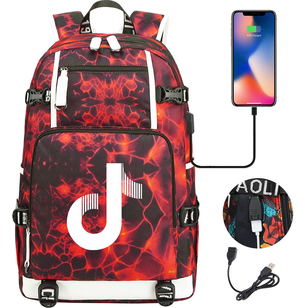 Tik Tok #4 USB Charging Backpack School NoteBook Laptop Travel Bags