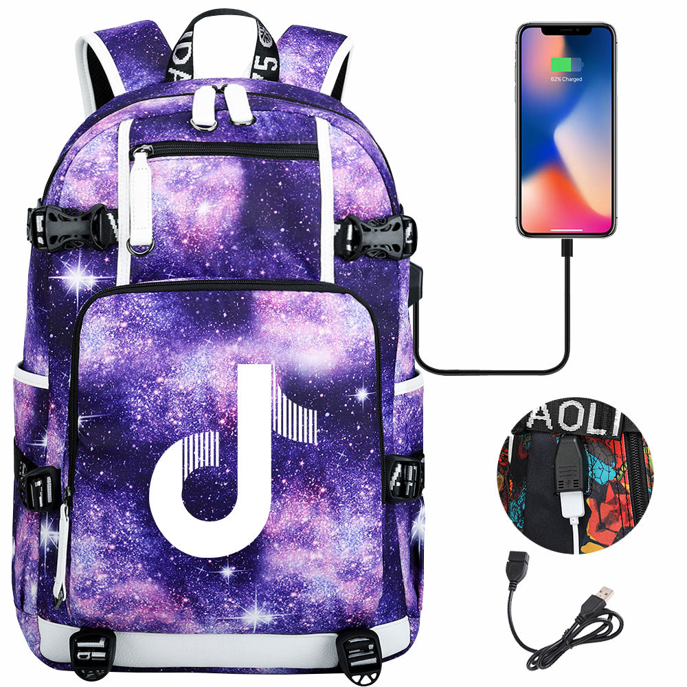 Tik Tok #4 USB Charging Backpack School NoteBook Laptop Travel Bags