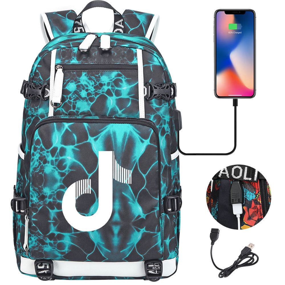 Tik Tok #4 USB Charging Backpack School NoteBook Laptop Travel Bags
