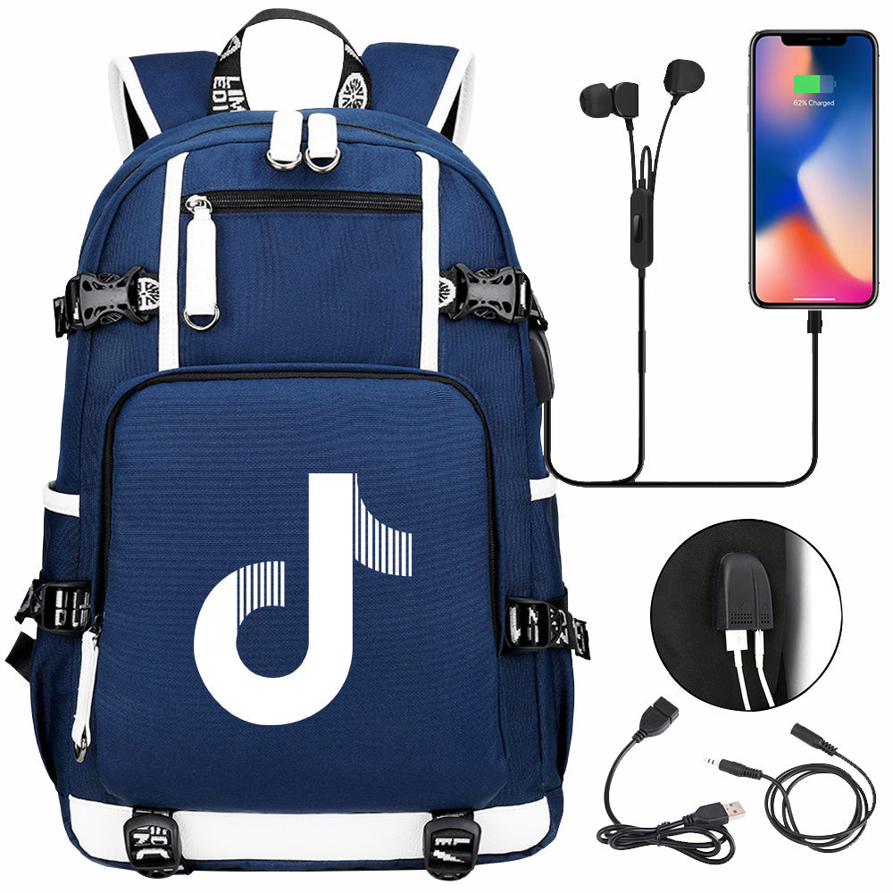 Tik Tok #4 USB Charging Backpack School NoteBook Laptop Travel Bags