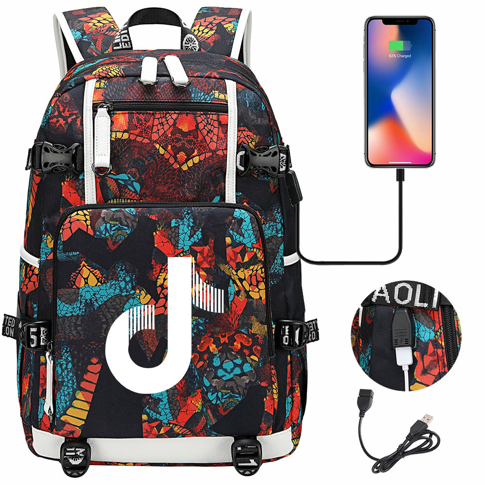 Tik Tok #4 USB Charging Backpack School NoteBook Laptop Travel Bags