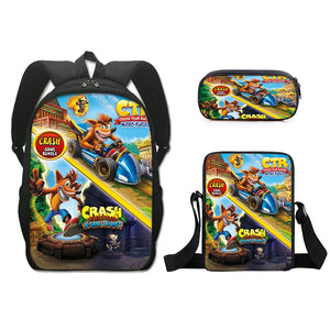 Crash Bandicoot Schoolbag Backpack Lunch Bag Pencil Case Set Gift for Kids Students