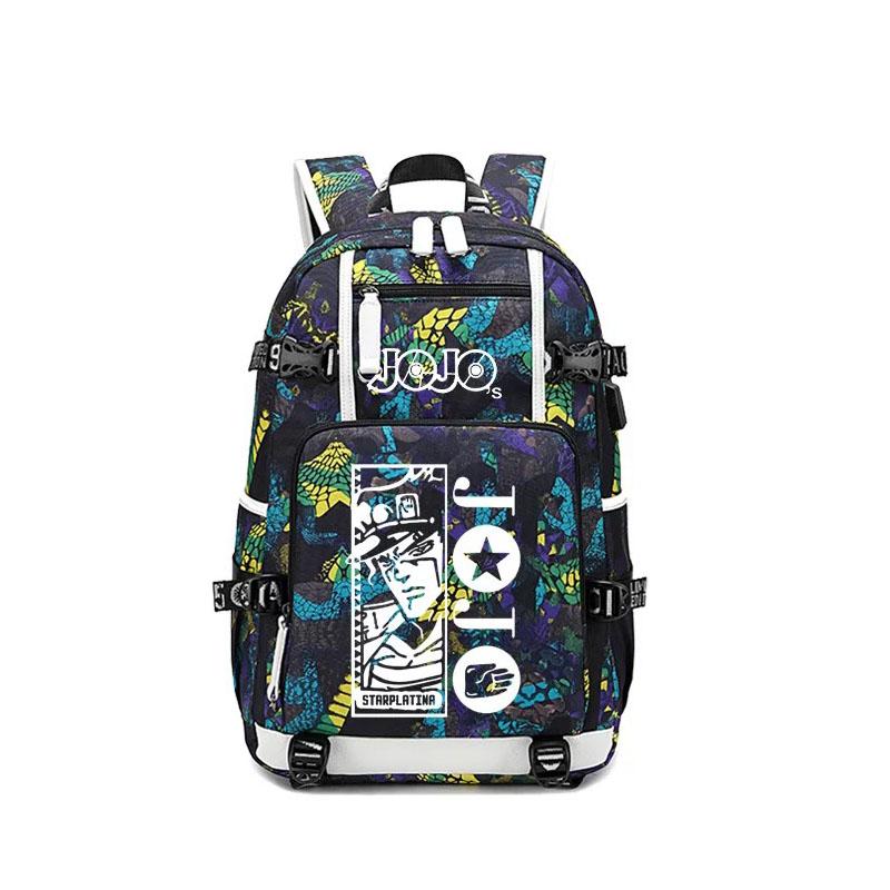 JoJo's Bizarre Adventure USB Charging Backpack School NoteBook Laptop Travel Bags