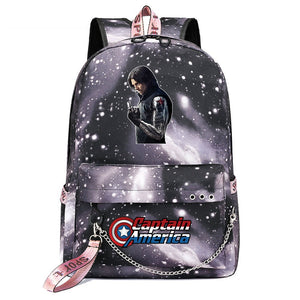 Winter Soldier Superhero Shool Bag Backpack USB Charging Students Notebook Bag for Kids Gifts