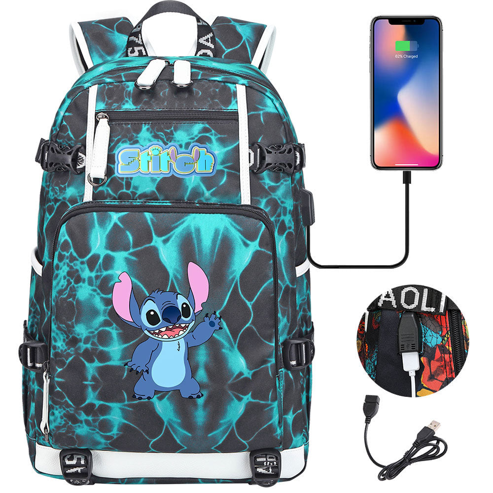 Lilo & Stitch Stitch #12 USB Charging Backpack School NoteBook Laptop Travel Bags