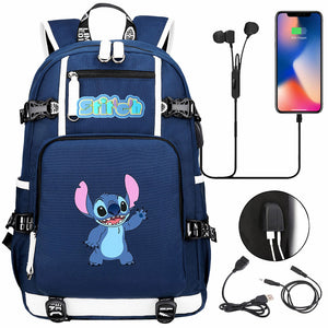 Lilo & Stitch Stitch #12 USB Charging Backpack School NoteBook Laptop Travel Bags