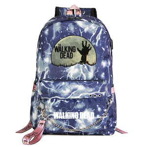 The Walking Dead USB Charging Backpack Shoolbag Notebook Bag Gifts for Kids Students