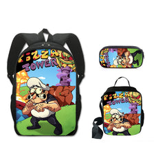 Pizza Tower Schoolbag Backpack Lunch Bag Pencil Case 3pcs Set Gift for Kids Students