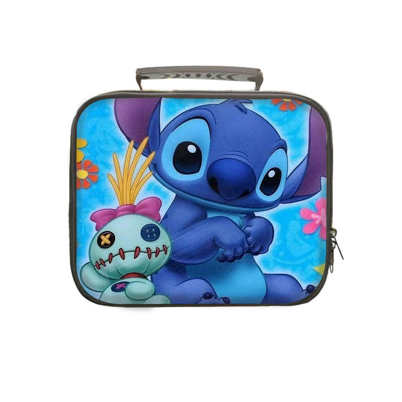 Stitch PU Leather Portable Lunch Box School Tote Storage Picnic Bag