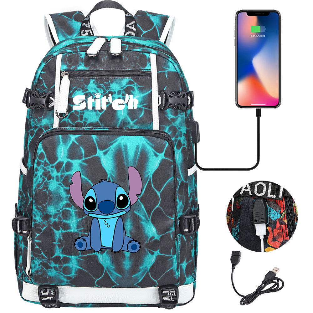 Lilo & Stitch Stitch #6 USB Charging Backpack School NoteBook Laptop Travel Bags