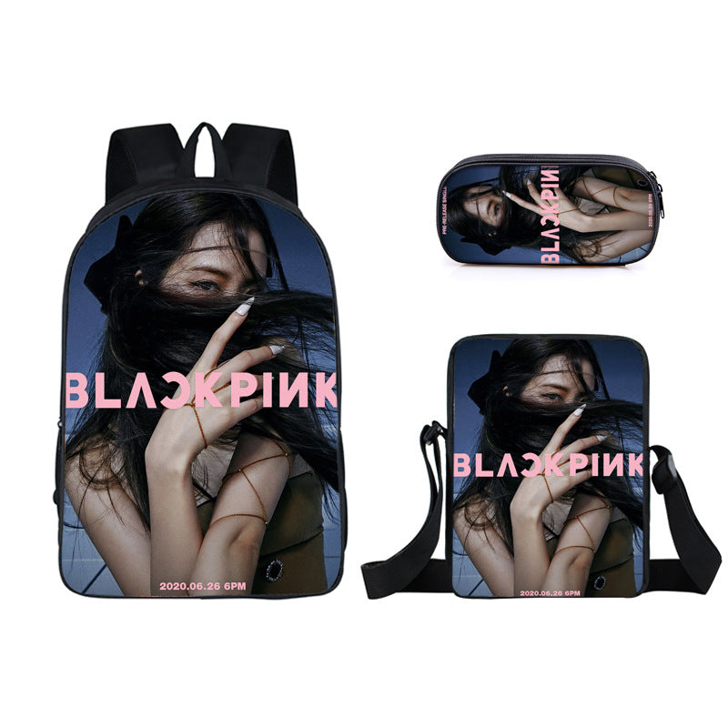 BLACKPINK JISOO JENNIE Schoolbag Backpack Lunch Bag Pencil Case Set Gift for Kids Students