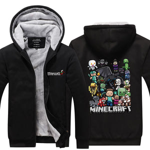 Minecraft Hoodie Jacket Autumn Winter Unisex Zipper Sweatershirt Warm Coat