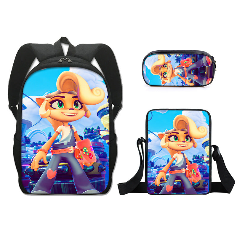 Crash Bandicoot Schoolbag Backpack Lunch Bag Pencil Case Set Gift for Kids Students