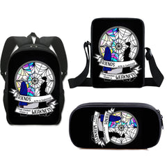 Wednesday Addams Schoolbag Backpack Lunch Bag Pencil Case 3pcs Set Gift for Kids Students