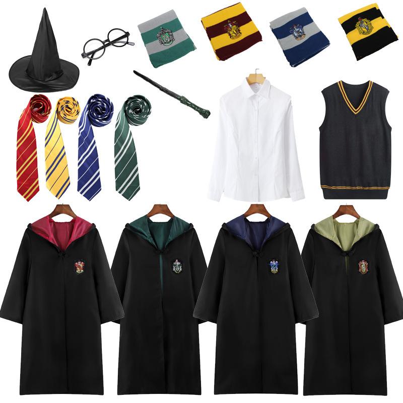 Harry Potter Gryffindor Hufflepuff Ravenclaw Slytherin Cosplay Uniform Halloween Party Costume  9 PCS