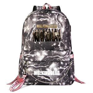 The Walking Dead USB Charging Backpack Shoolbag Notebook Bag Gifts for Kids Students