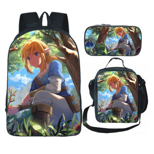 The Legend of Zelda Schoolbag Backpack Lunch Bag Pencil Case Set Gift for Kids Students