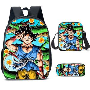 Dragon Ball Son Goku Schoolbag Backpack Lunch Bag Pencil Case Set Gift for Kids Students
