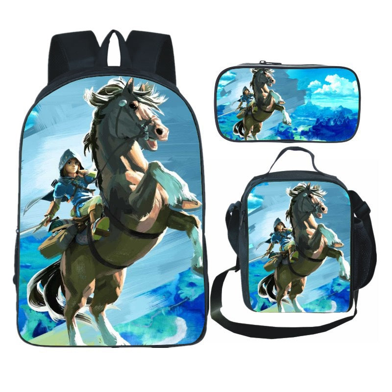 The Legend of Zelda Schoolbag Backpack Lunch Bag Pencil Case Set Gift for Kids Students