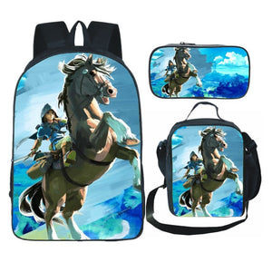 The Legend of Zelda Schoolbag Backpack Lunch Bag Pencil Case Set Gift for Kids Students