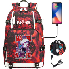 Spiderman Gwen Miles Morales  USB Charging Backpack School NoteBook Laptop Travel Bags