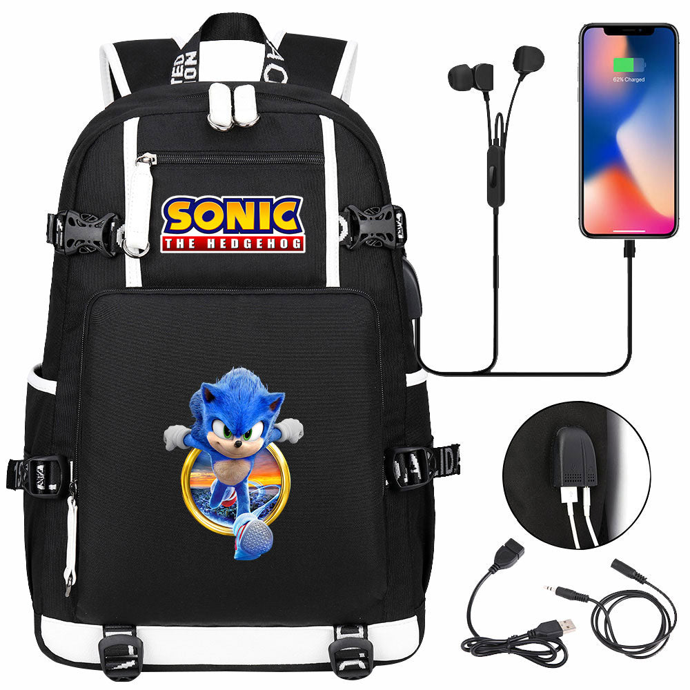 Hedgehog  #9 USB Charging Backpack School NoteBook Laptop Travel Bags
