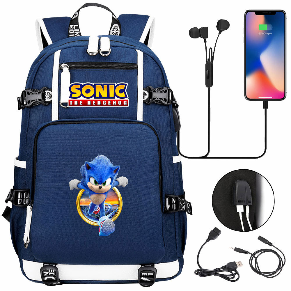 Hedgehog  #9 USB Charging Backpack School NoteBook Laptop Travel Bags