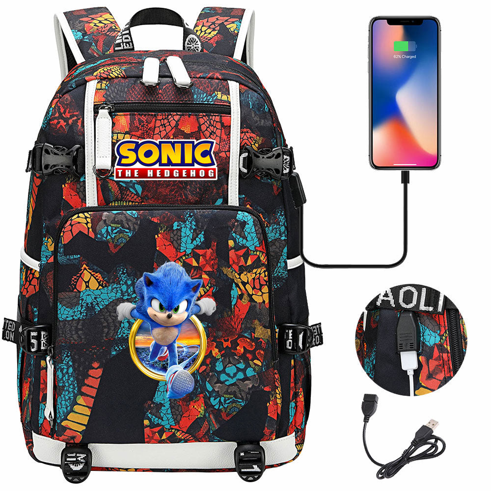 Hedgehog  #9 USB Charging Backpack School NoteBook Laptop Travel Bags