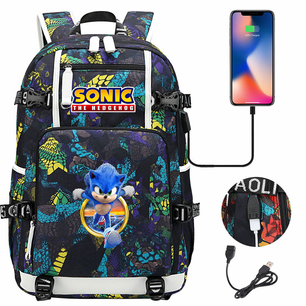 Hedgehog  #9 USB Charging Backpack School NoteBook Laptop Travel Bags