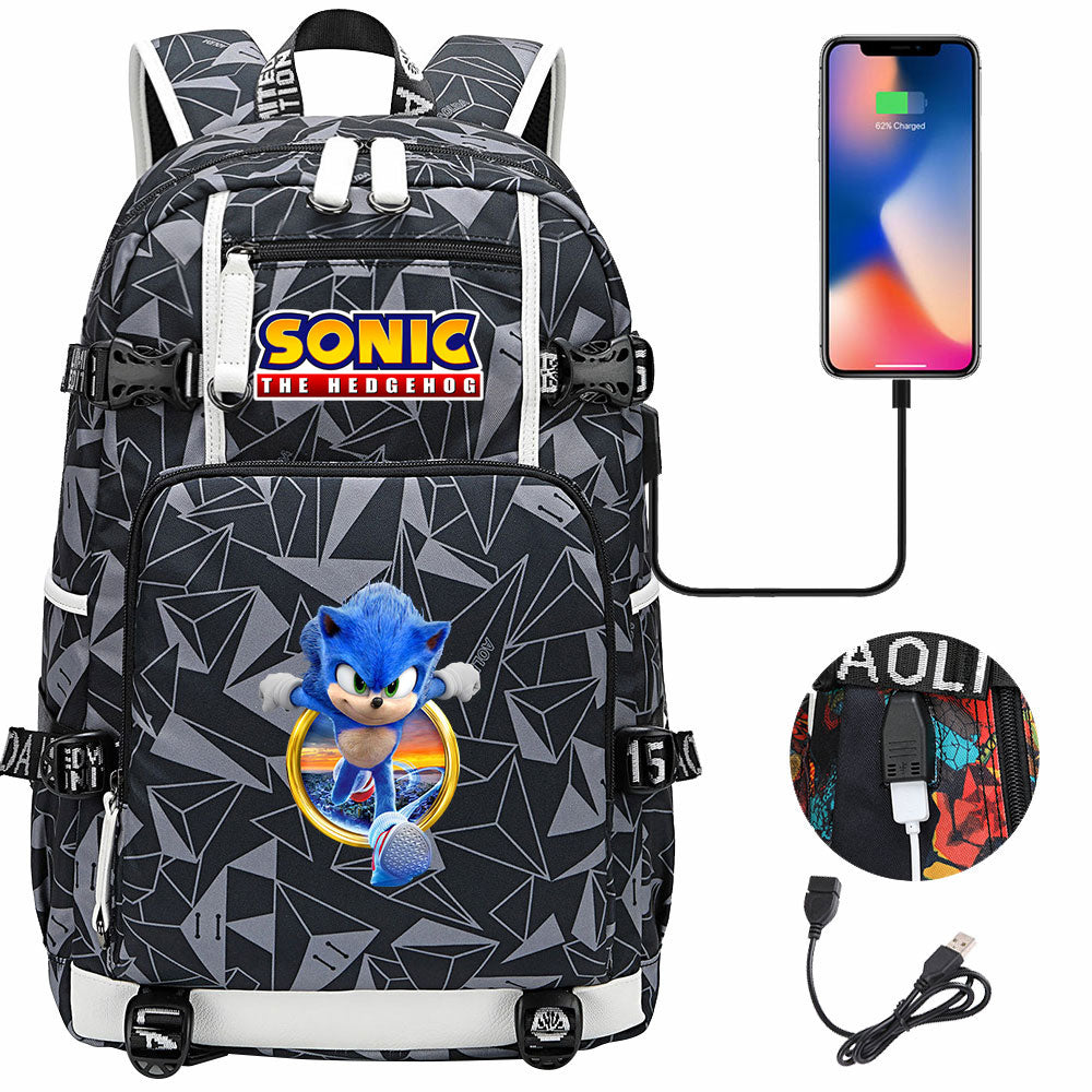 Hedgehog  #9 USB Charging Backpack School NoteBook Laptop Travel Bags