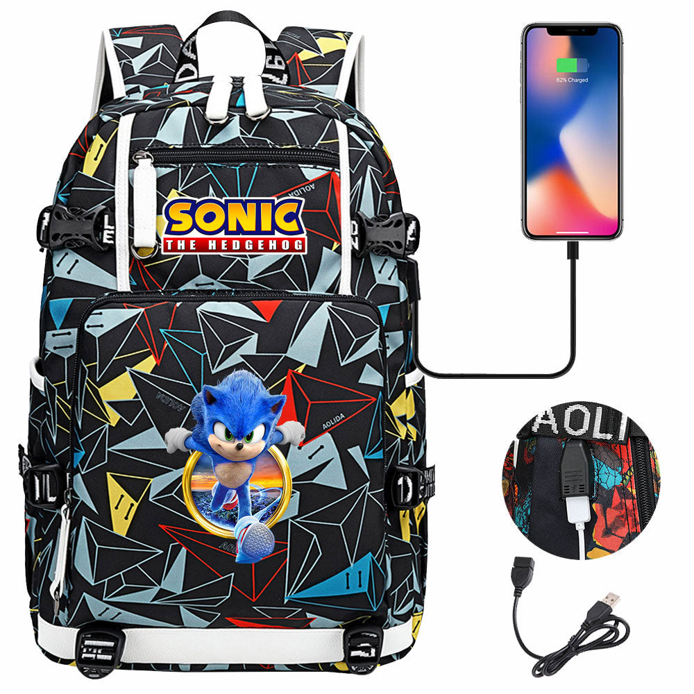 Hedgehog  #9 USB Charging Backpack School NoteBook Laptop Travel Bags
