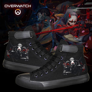 Game Over Watch Genji High Tops Casual Canvas Shoes Unisex Sneakers