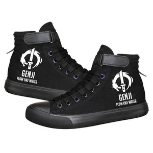 Game Over Watch Genji High Tops Casual Canvas Shoes Unisex Sneakers Luminous