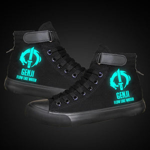 Game Over Watch Genji High Tops Casual Canvas Shoes Unisex Sneakers Luminous
