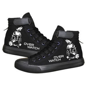 Game Over Watch Roadhog High Tops Casual Canvas Shoes Unisex Sneakers Luminous
