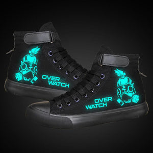 Game Over Watch Roadhog High Tops Casual Canvas Shoes Unisex Sneakers Luminous
