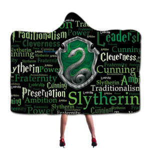 Harry Potter Slytherin Super Soft Cozy Throw Blanket In Cap Warm Blanket for Couch Throw Travel Hooded Blanket