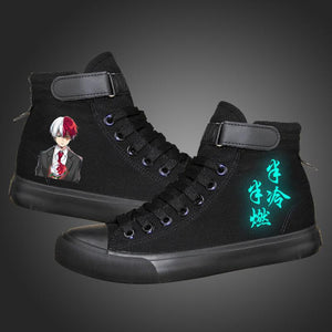 Anime My Hero Academia Shoto Todoroki Shouto High Tops Casual Canvas Shoes Unisex Sneakers Luminous